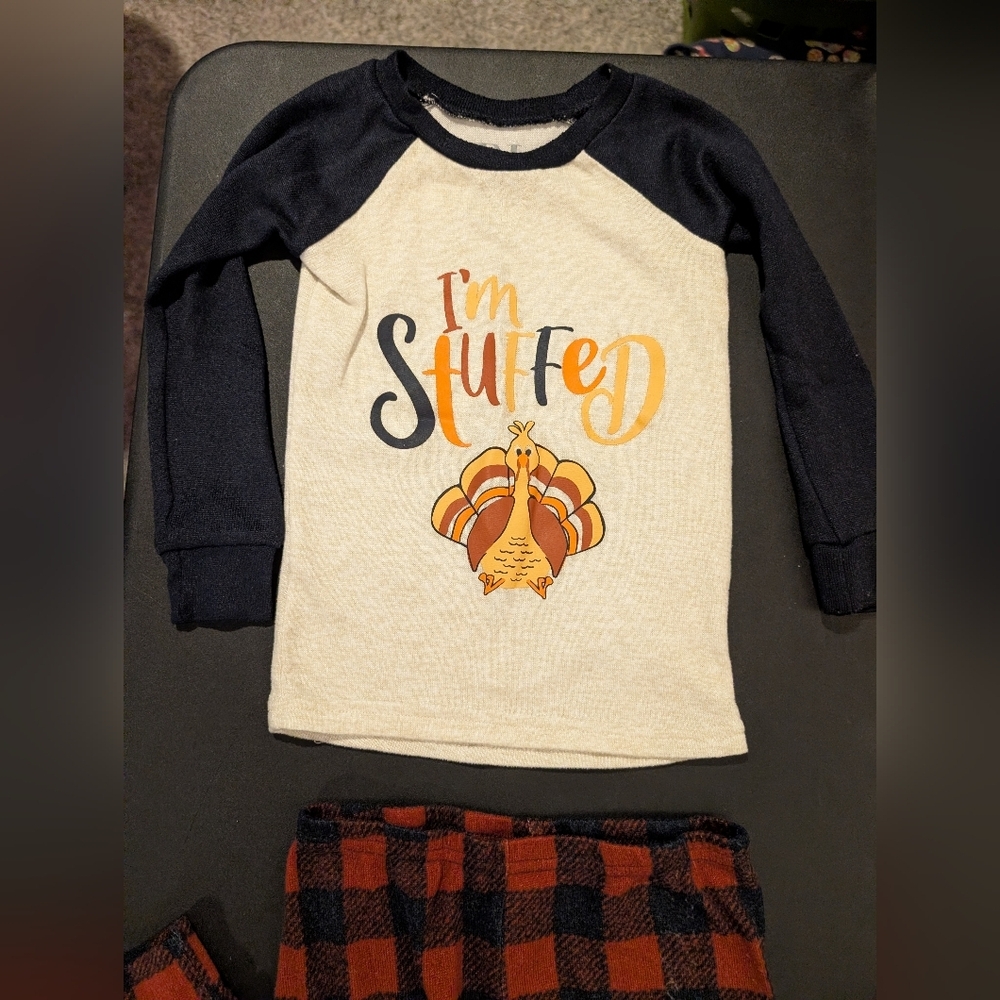 Lot of 2 (TWO) Toddler Boy Thanksgiving Theme Pajama Sets in Size 4T - Picture 2 of 9